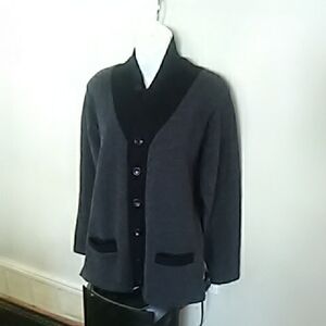 Women's Gray and Black Cardigan Office Elegant Wear